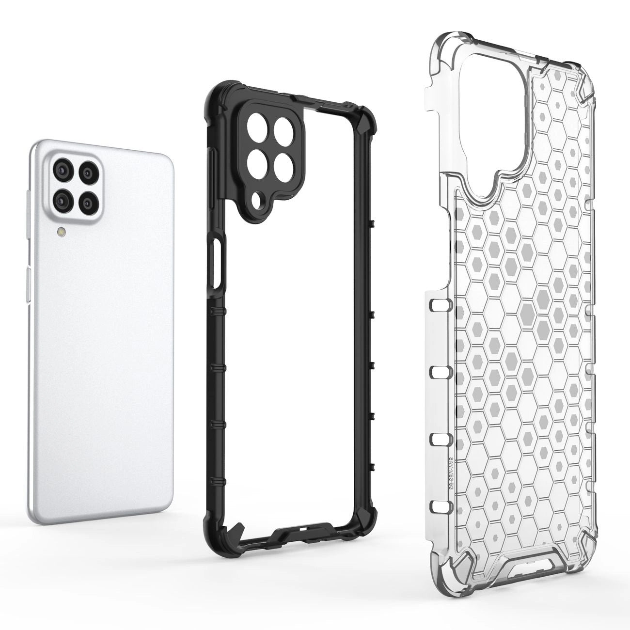 Honeycomb case armored cover with a gel frame for Samsung Galaxy M53 5G transparent_4