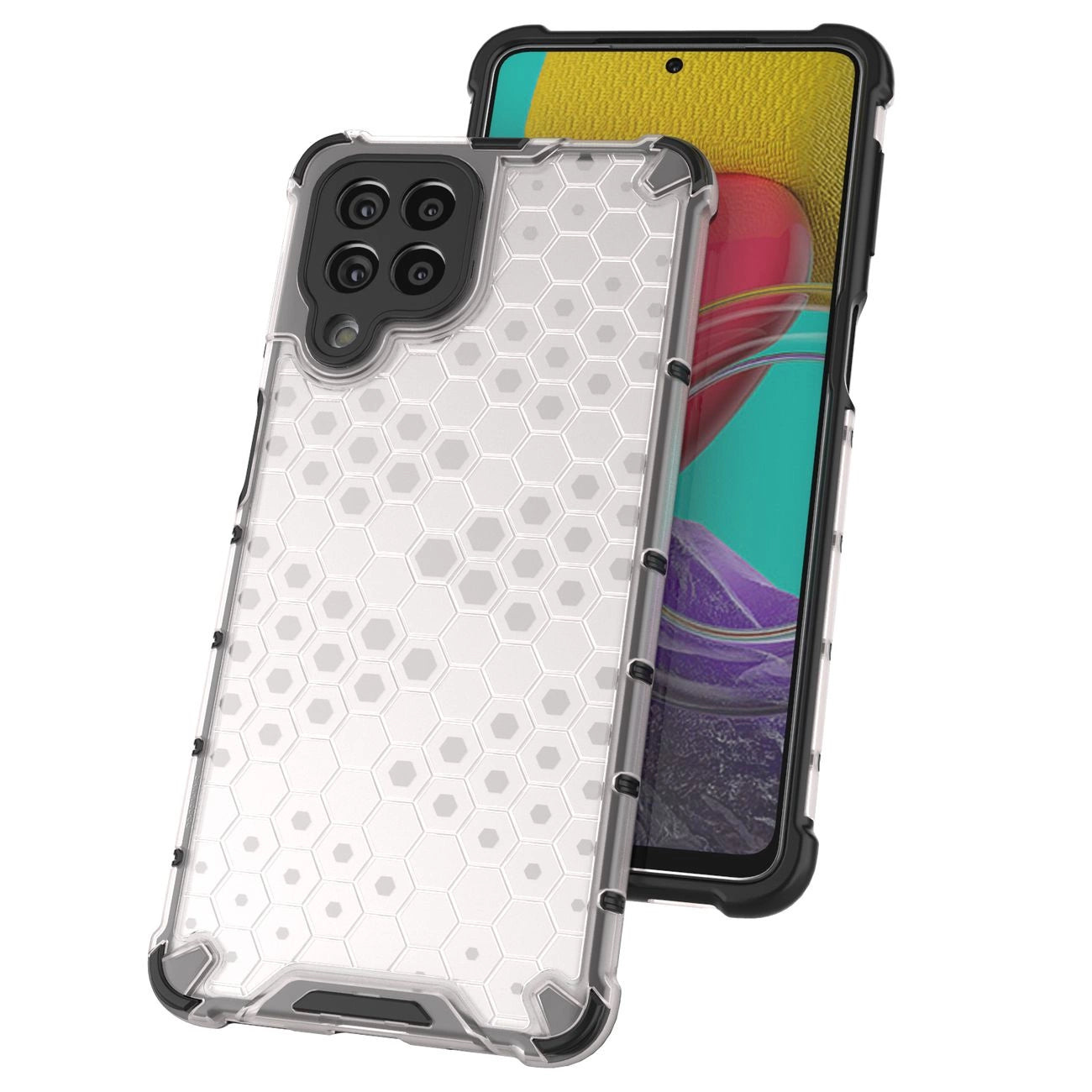 Honeycomb case armored cover with a gel frame for Samsung Galaxy M53 5G transparent_6