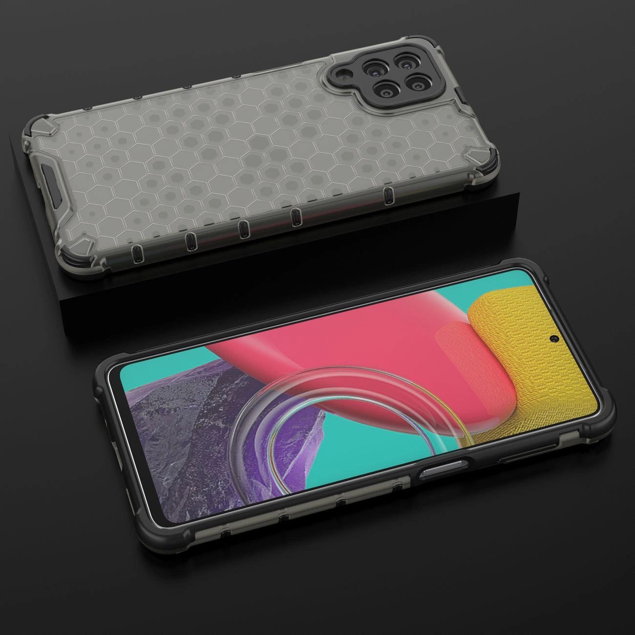 Honeycomb case armored cover with a gel frame for Samsung Galaxy M53 5G black_16