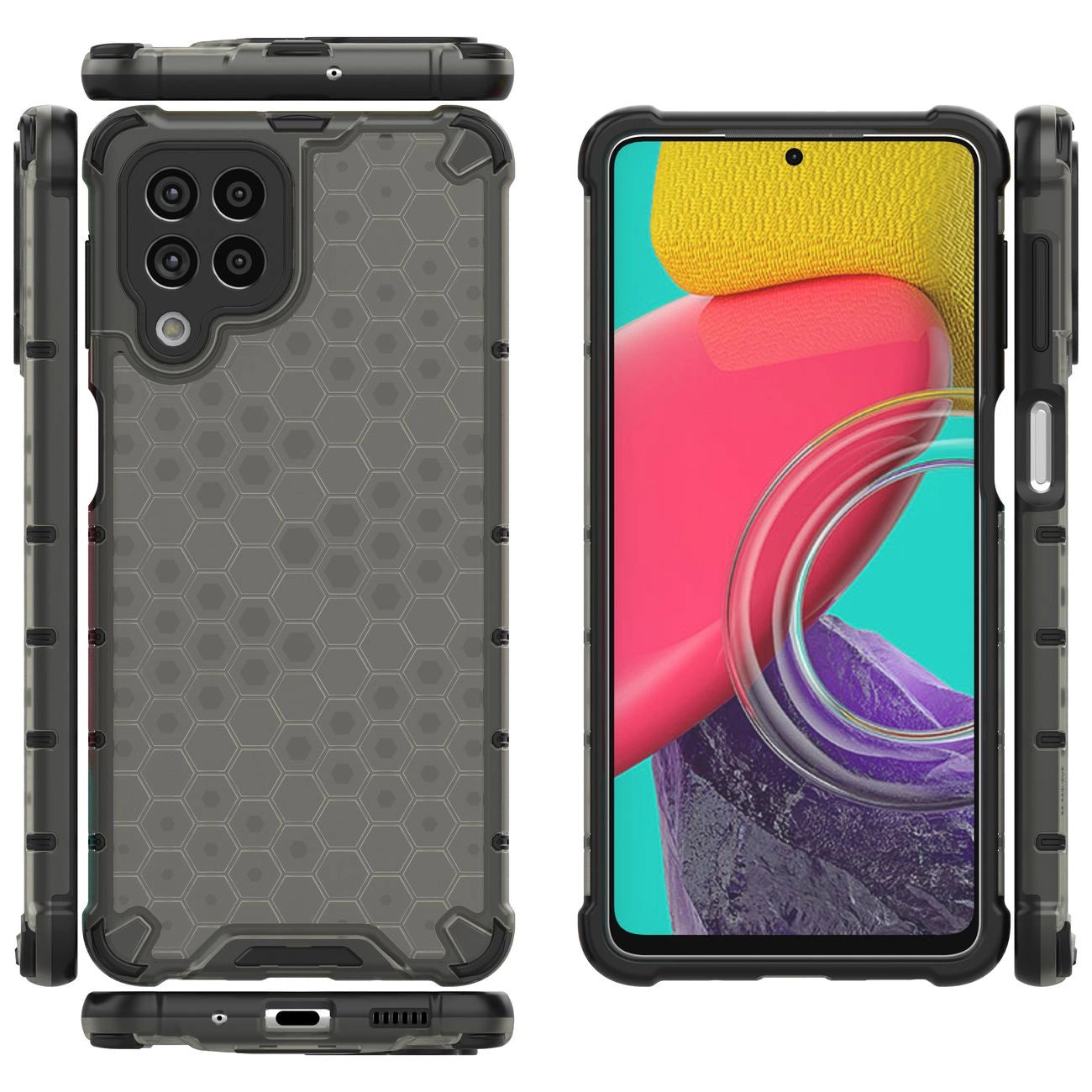 Honeycomb case armored cover with a gel frame for Samsung Galaxy M53 5G black_19