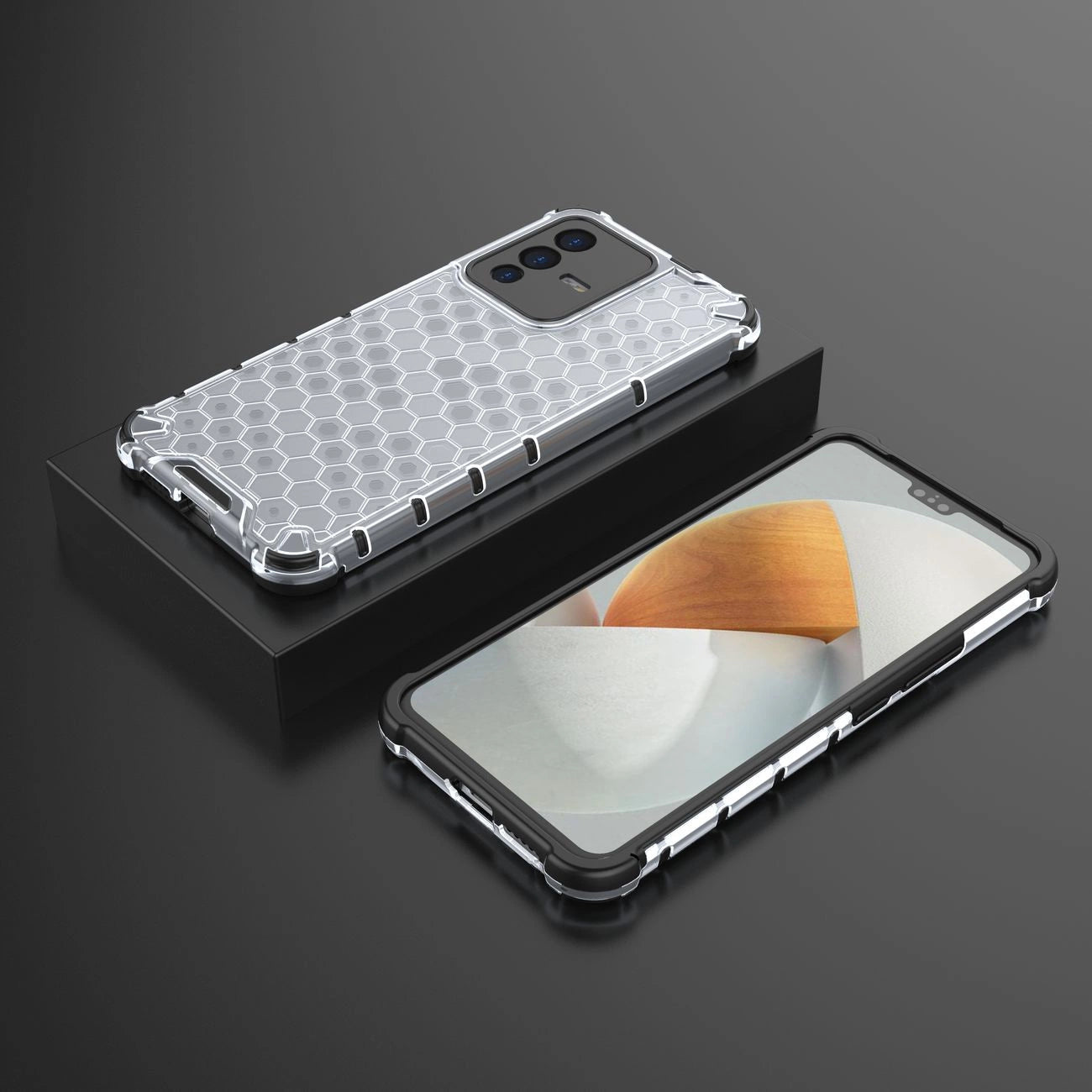 Honeycomb case armored cover with a gel frame for Vivo V23 5G transparent_1