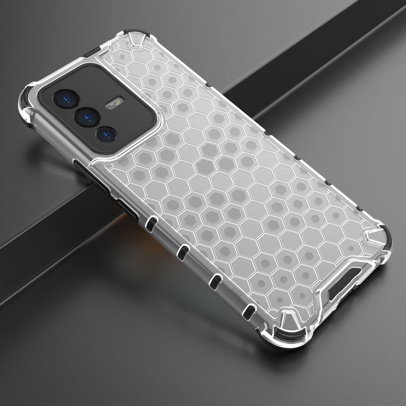 Honeycomb case armored cover with a gel frame for Vivo V23 5G transparent_3