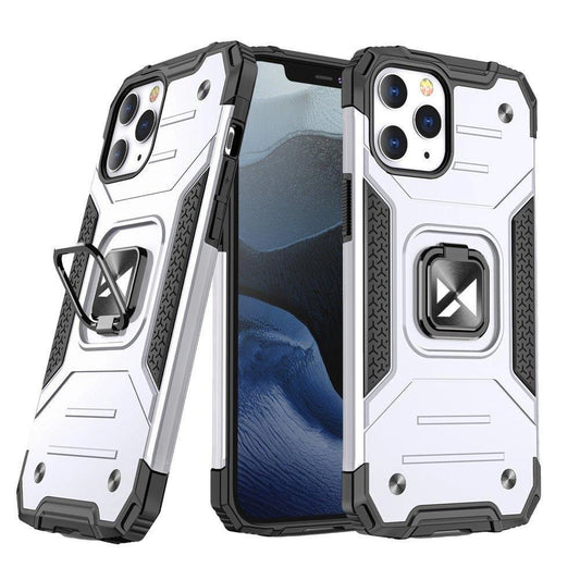 Wozinsky Ring Armor case for iPhone 14 Pro Max armored cover magnetic holder ring silver_0