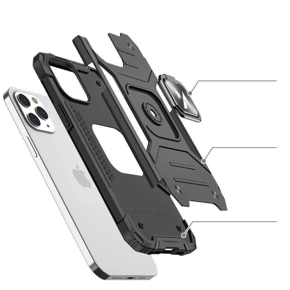 Wozinsky Ring Armor case for iPhone 14 Pro Max armored cover magnetic holder ring silver_2