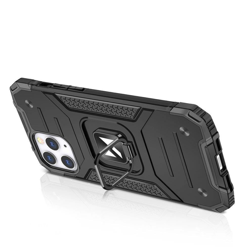 Wozinsky Ring Armor case for iPhone 14 Pro Max armored cover magnetic holder ring silver_3