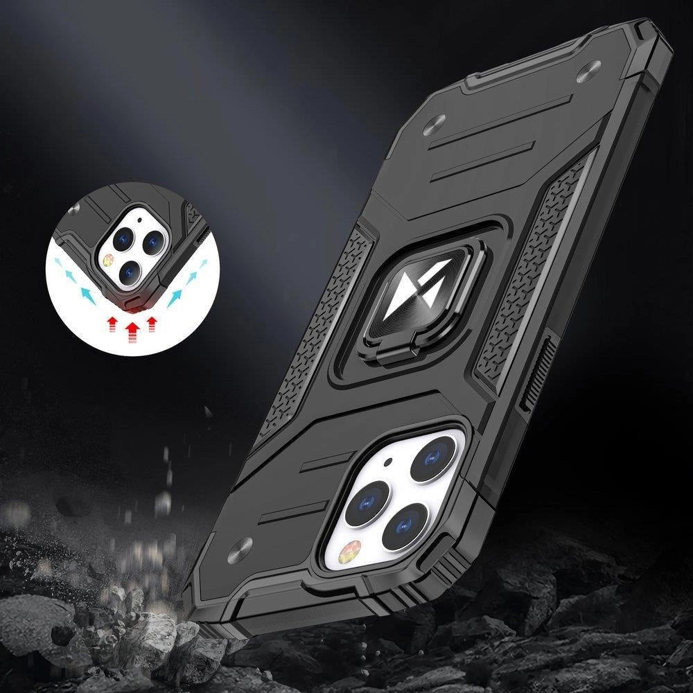 Wozinsky Ring Armor case for iPhone 14 Pro Max armored cover magnetic holder ring silver_6
