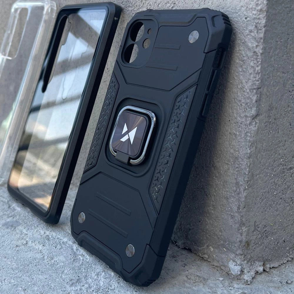 Wozinsky Ring Armor case for iPhone 14 Pro Max armored cover magnetic holder ring silver_8