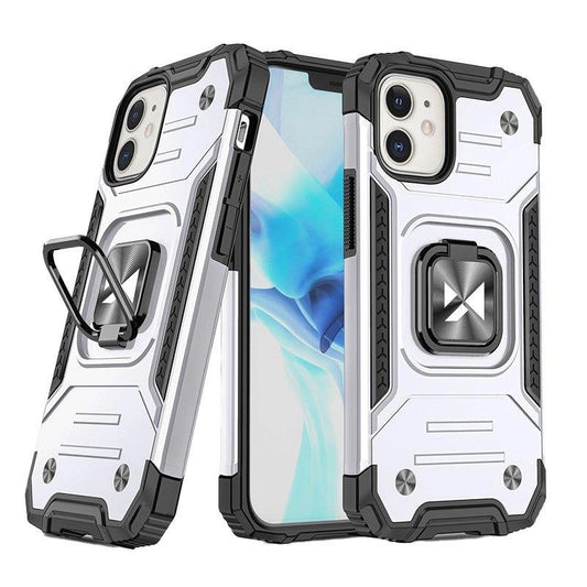 Wozinsky Ring Armor case for iPhone 14 armored cover magnetic holder ring silver_0