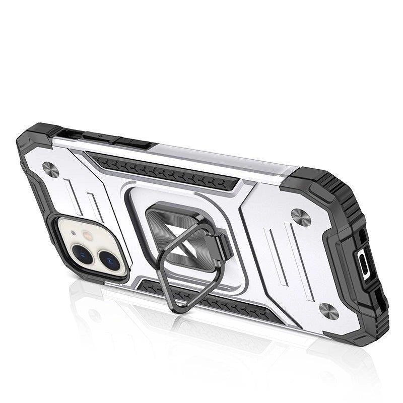 Wozinsky Ring Armor case for iPhone 14 armored cover magnetic holder ring silver_2