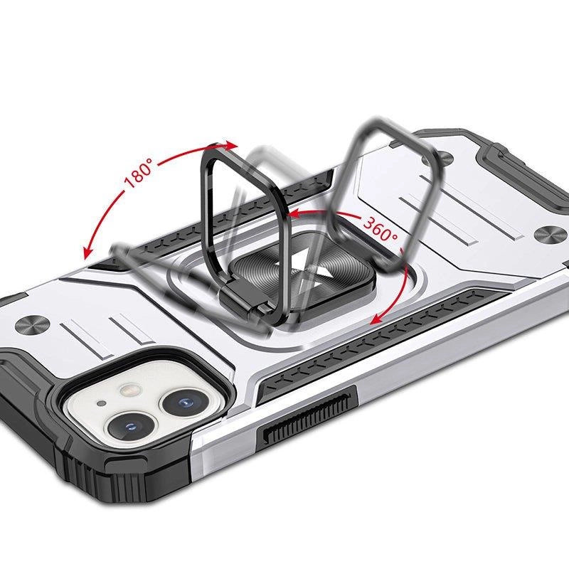 Wozinsky Ring Armor case for iPhone 14 armored cover magnetic holder ring silver_4