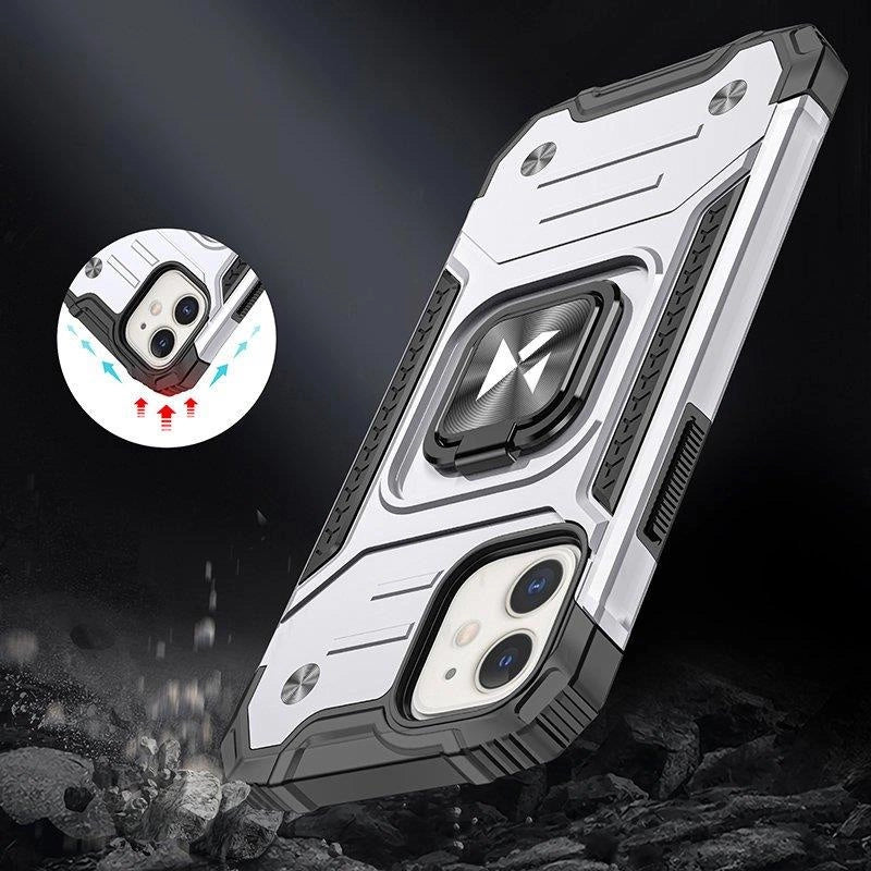 Wozinsky Ring Armor case for iPhone 14 armored cover magnetic holder ring silver_6