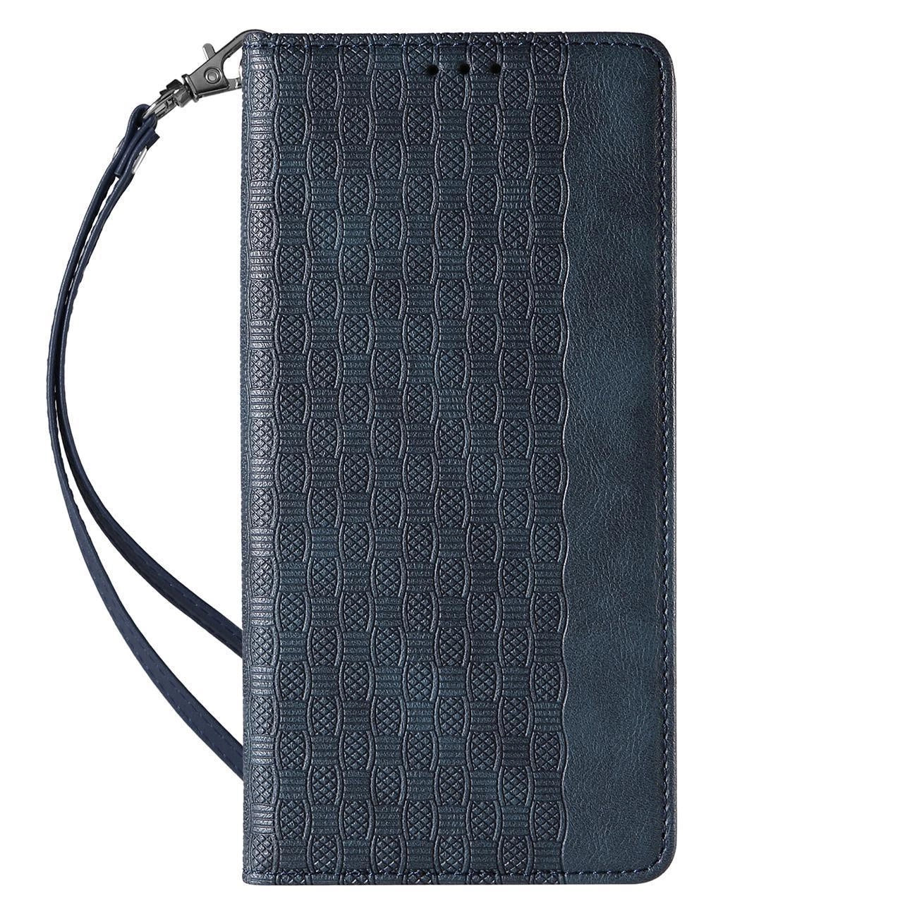 Magnet Strap Case Case for iPhone 14 Flip Wallet Mini Lanyard Stand Blue_3
