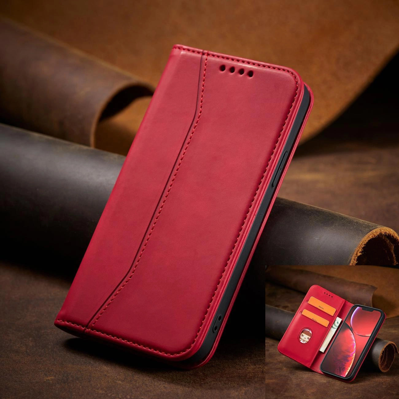 Magnet Fancy Case case for iPhone 14 Pro flip cover wallet stand red_9