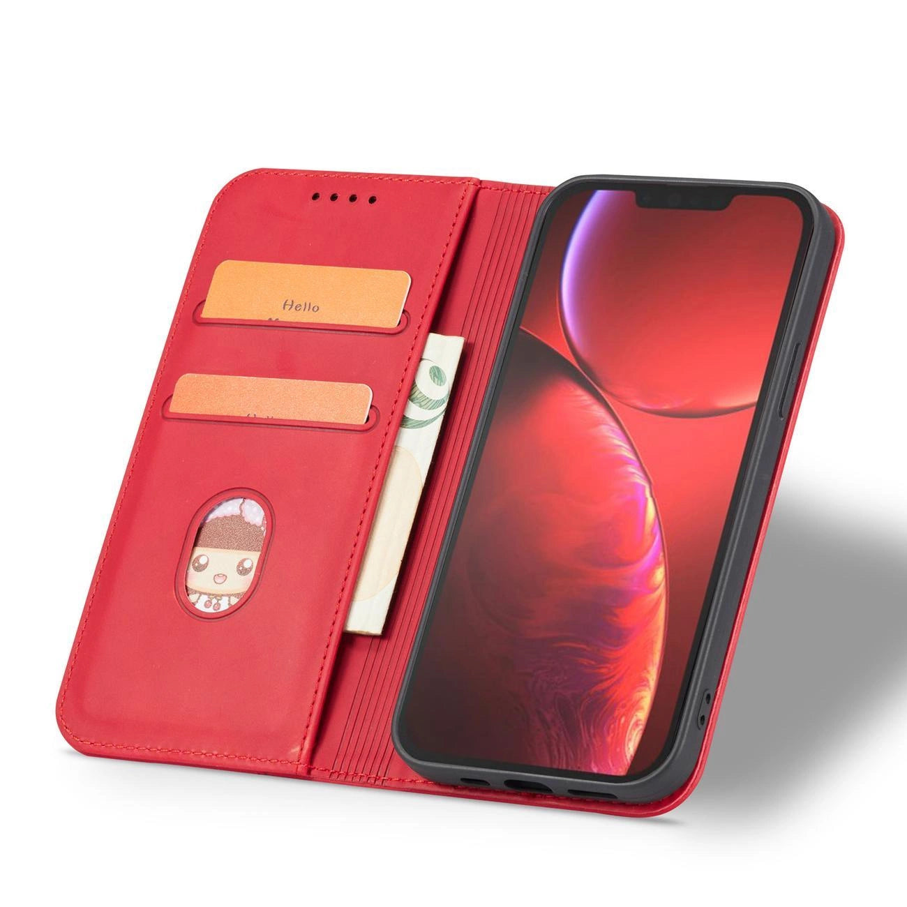 Magnet Fancy Case case for iPhone 14 Pro flip cover wallet stand red_3