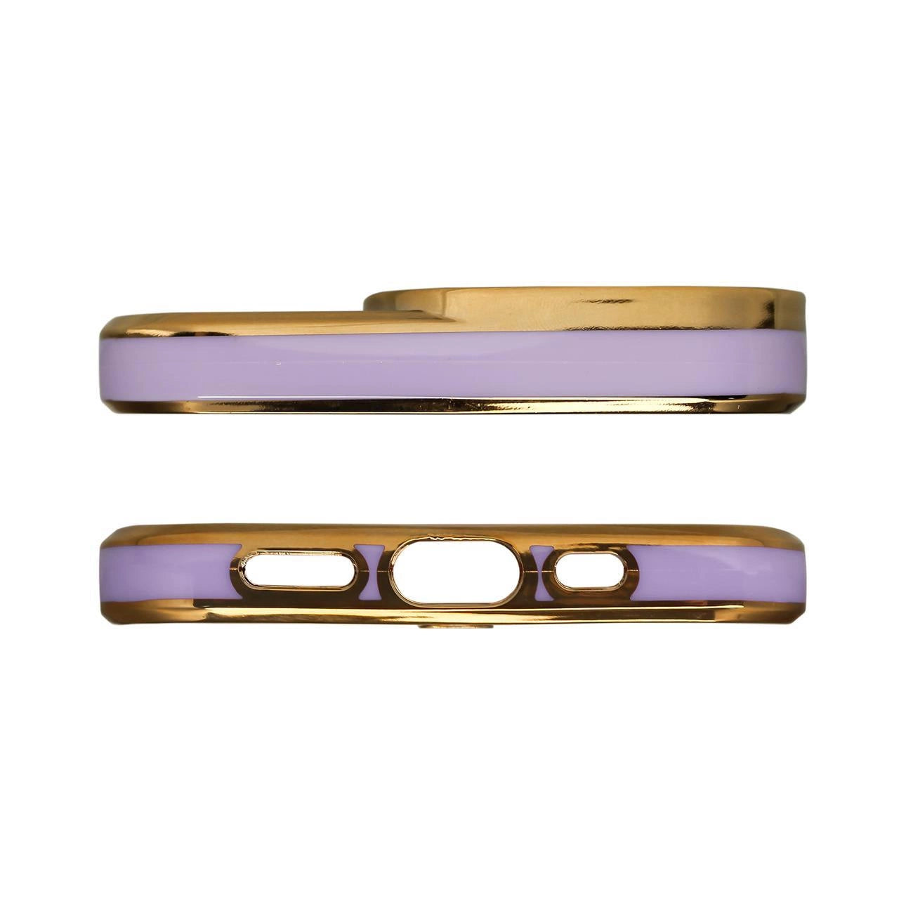 Fashion Case for iPhone 12 Pro Gold Frame Gel Cover Purple_1