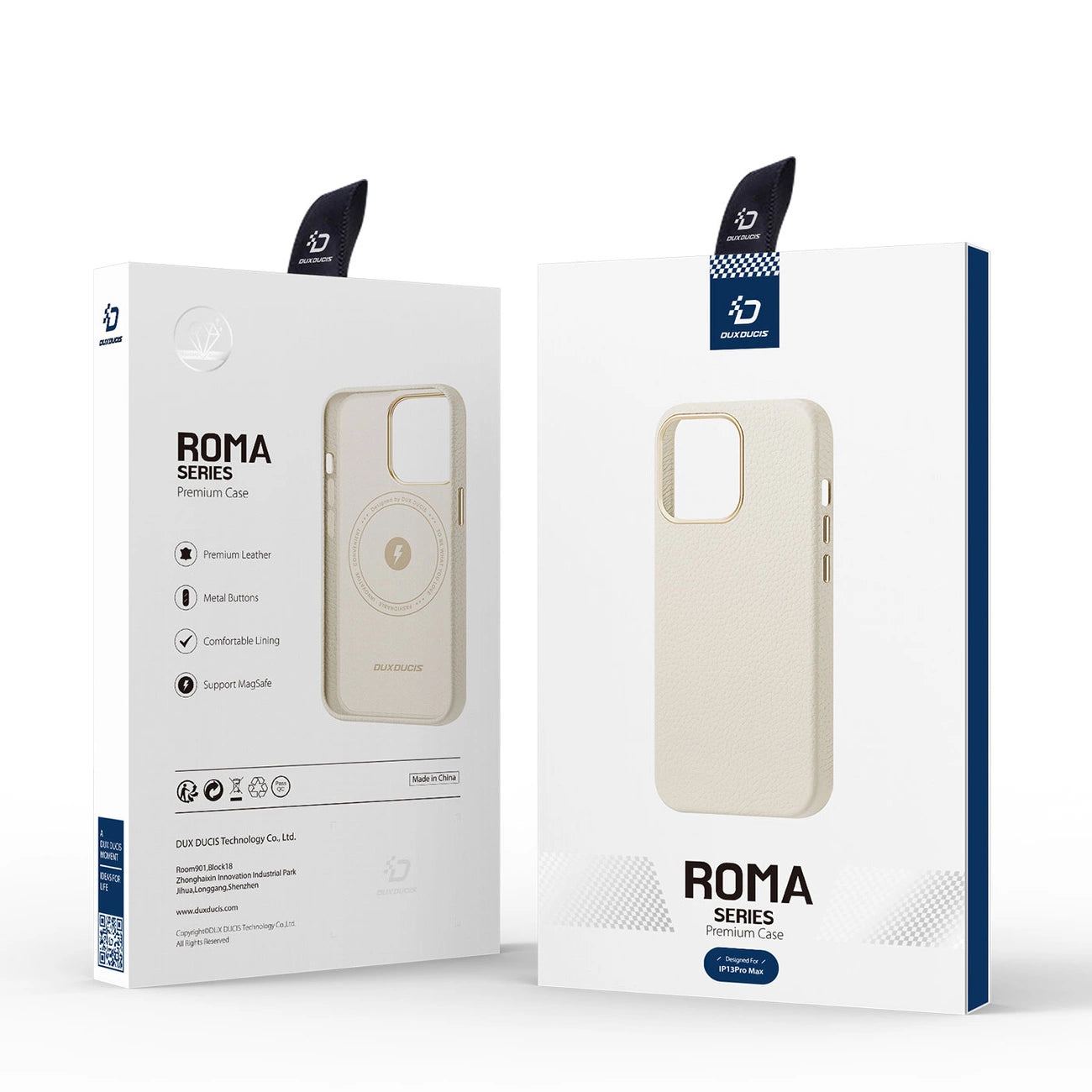 Dux Ducis Roma leather case for iPhone 13 Pro Max elegant genuine leather case white_4