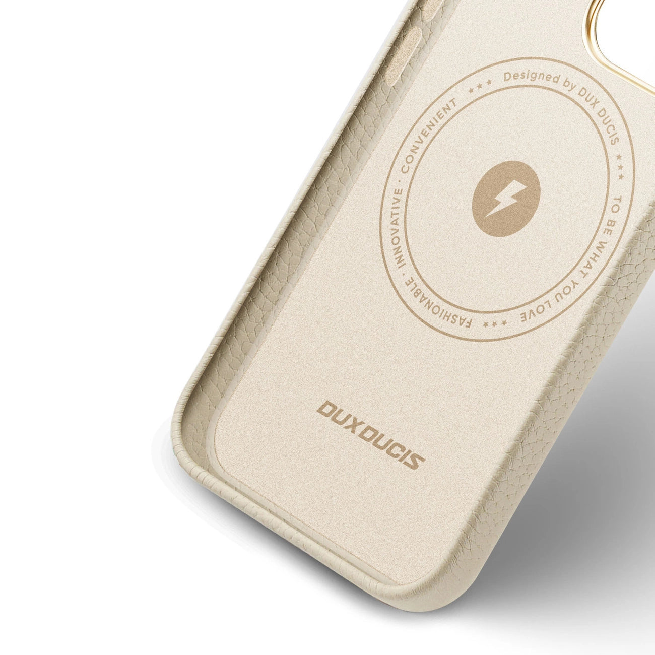 Dux Ducis Roma leather case for iPhone 13 Pro Max elegant genuine leather case white_3