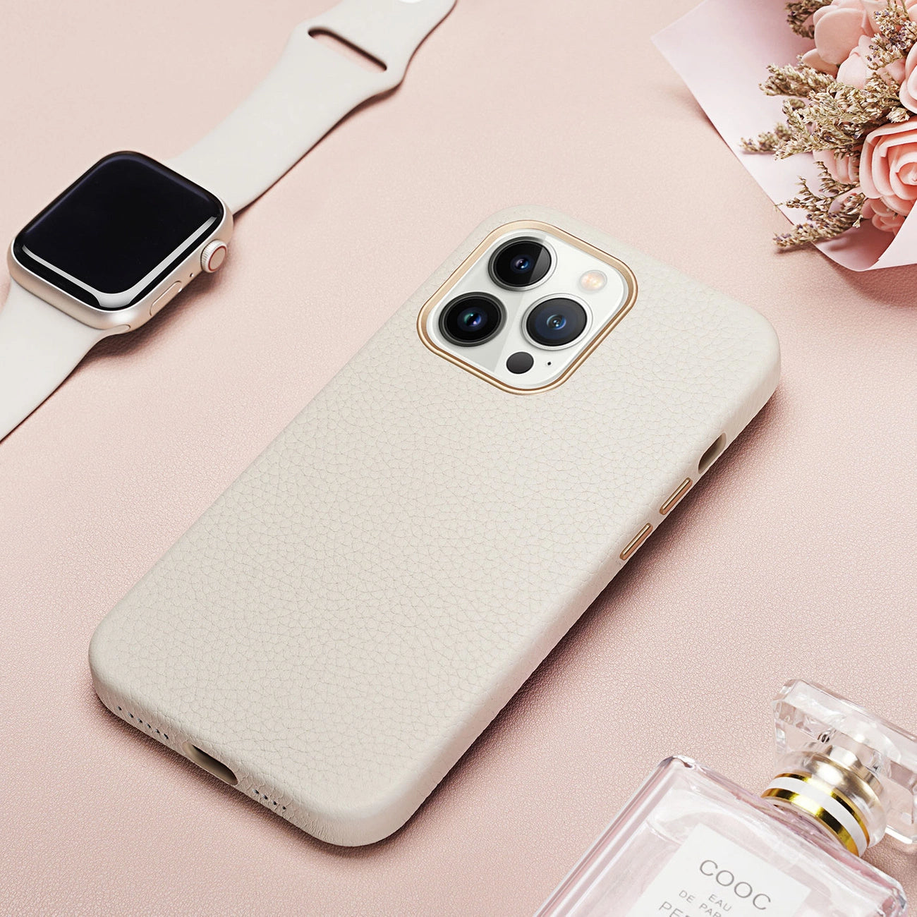 Dux Ducis Roma leather case for iPhone 13 Pro Max elegant genuine leather case white_9