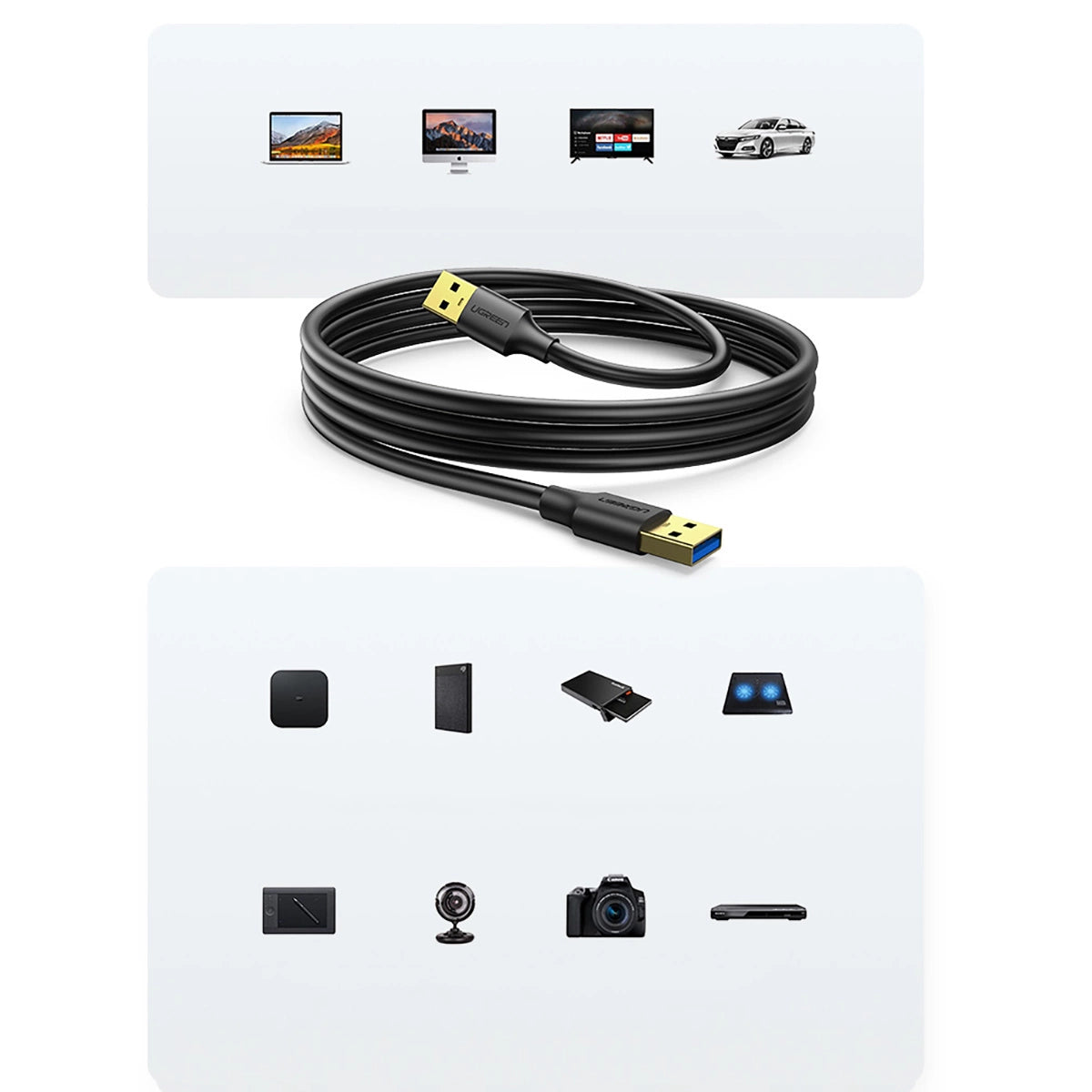 Ugreen US128 90576 USB-A 3.0 / USB-A 3.0 5Gb/s cable 3m - black_6
