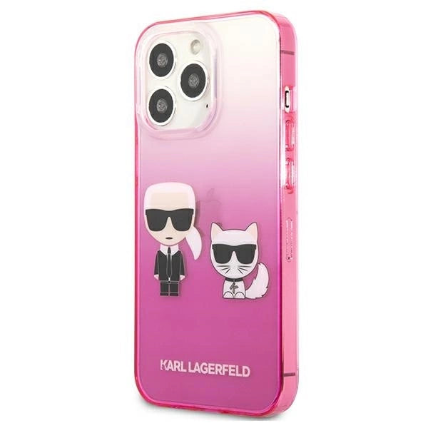 Karl Lagerfeld KLHCP13LTGKCP iPhone 13 Pro / 13 6,1" hardcase różowy/pink Gradient Ikonik Karl & Choupette_1