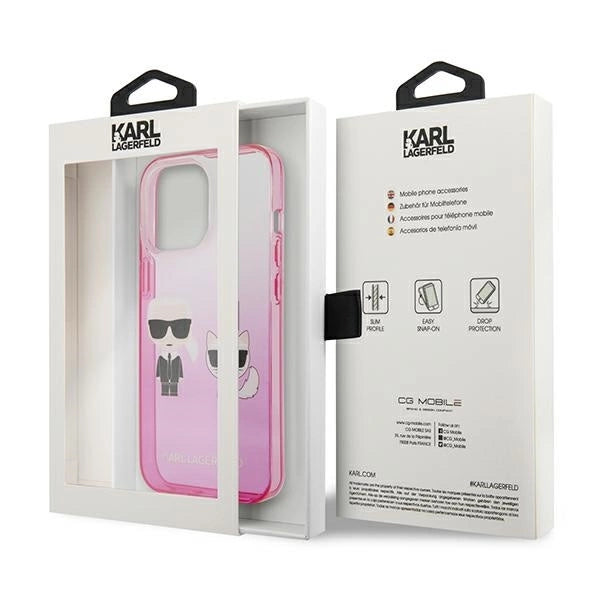 Karl Lagerfeld KLHCP13LTGKCP iPhone 13 Pro / 13 6,1" hardcase różowy/pink Gradient Ikonik Karl & Choupette_7