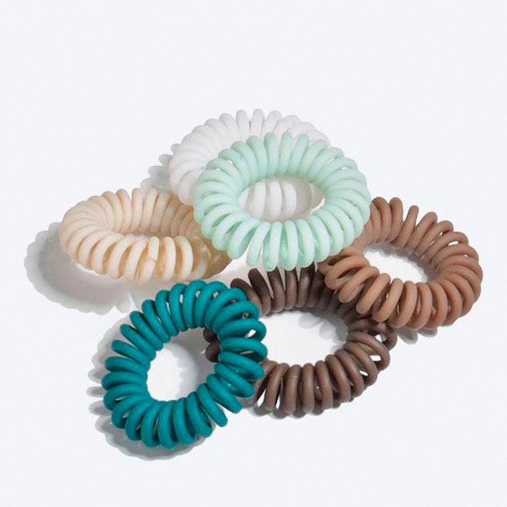 Elástico de cabelo em espiral grosso, cores sortidas, 6 un_0