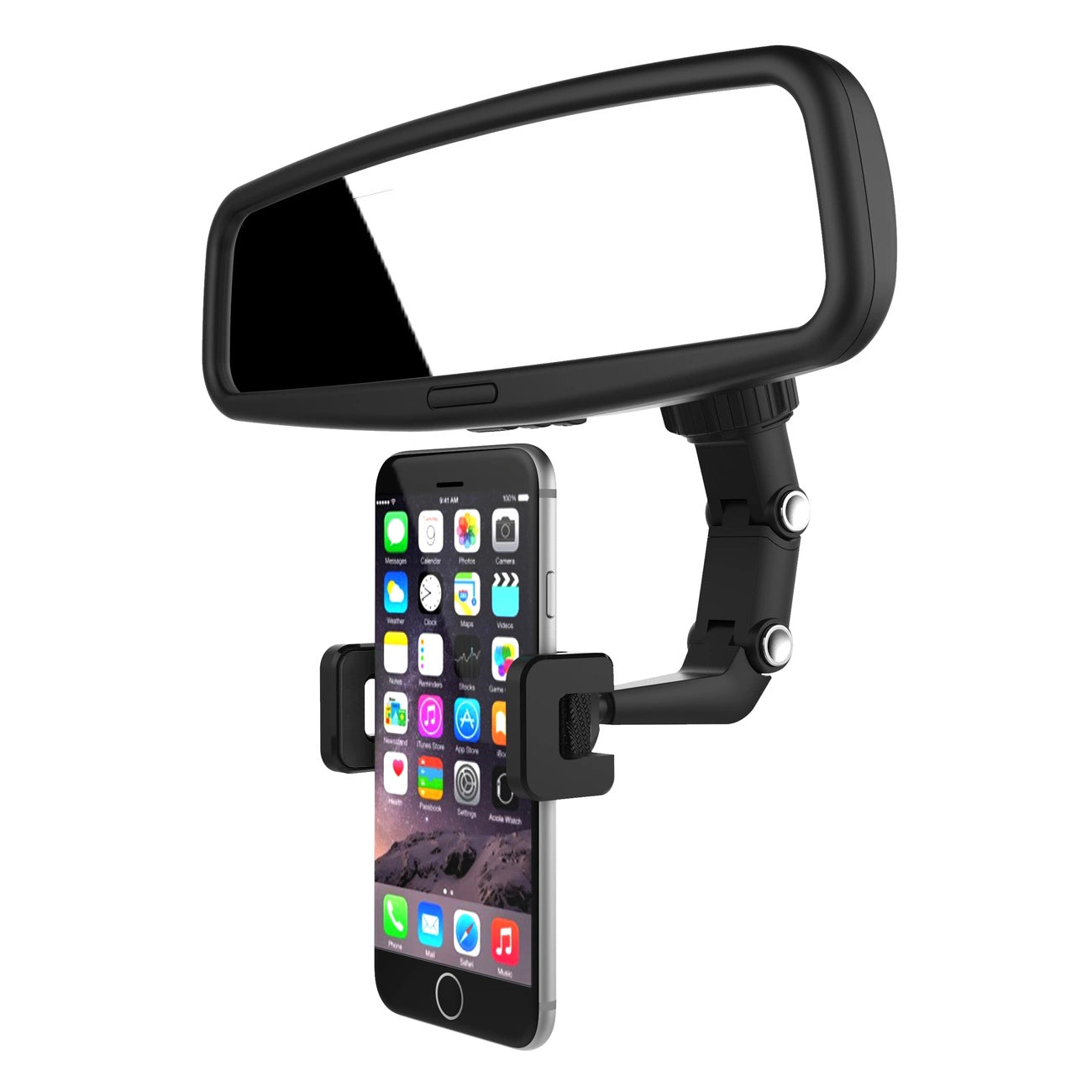 Adjustable car rearview mirror holder for smartphone black_4