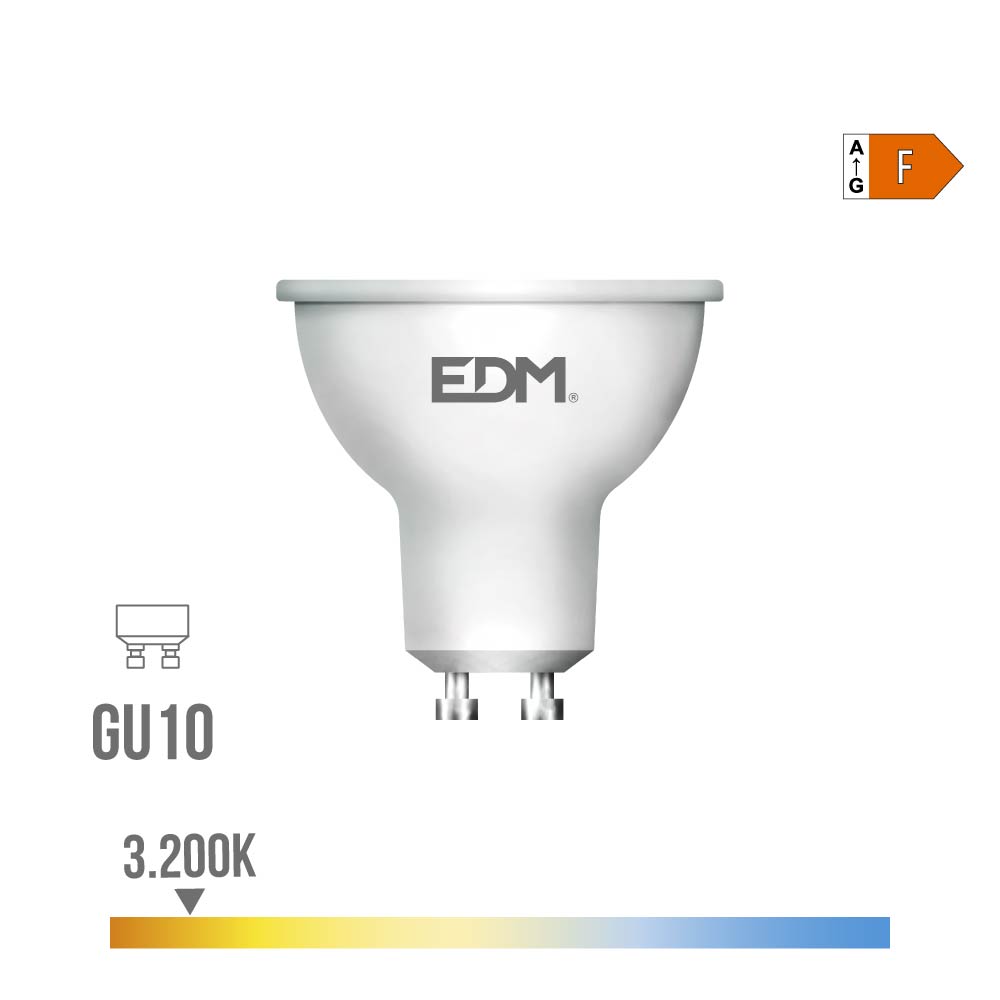 Lâmpada led dicroica gu10 10 w 932 lm 3200 k luz quente 120° ø5 x 6,4 cm_0