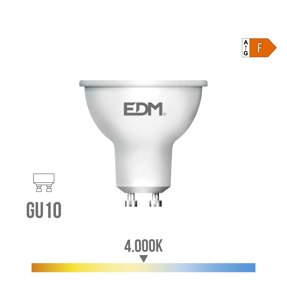 Lâmpada led dicroica gu10 10 w 932 lm 4000 k luz do dia 120° ø5 x 6,4 cm_0