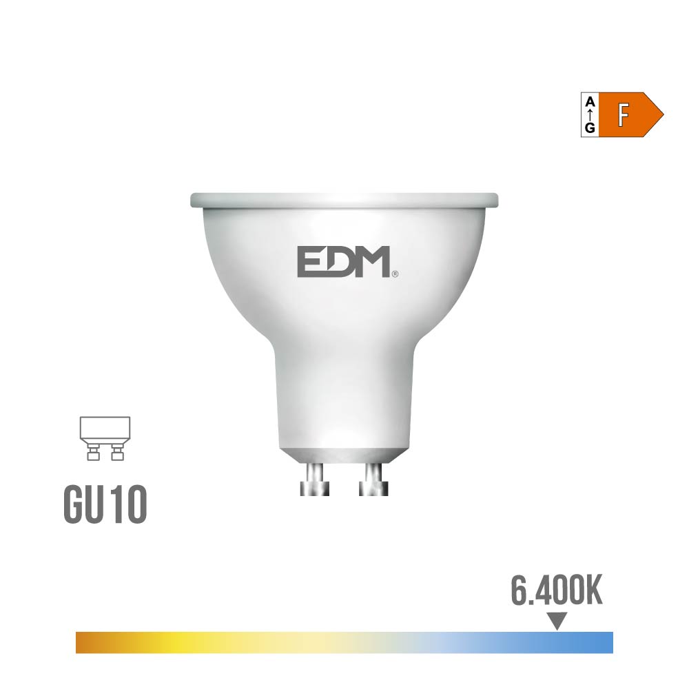 Lâmpada led dicroica gu10 10 w 932 lm 6400 k luz fria 120° ø5 x 6,4 cm_0