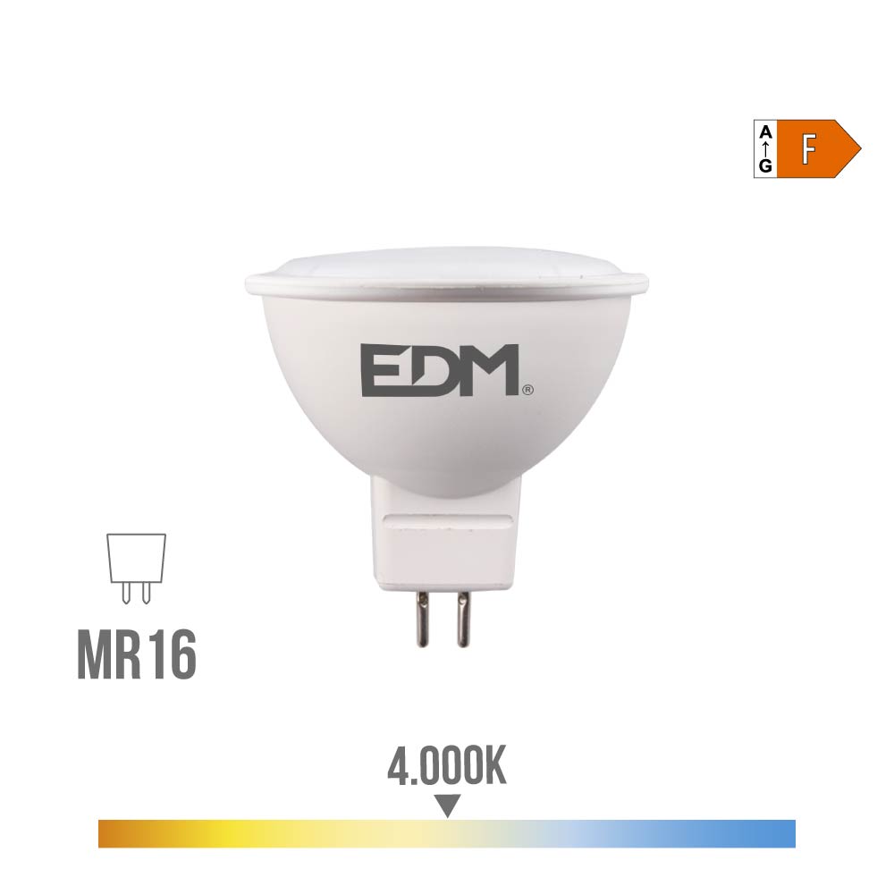 Lâmpada led dicroica mr16 8 w 780 lm 4000 k luz dia 120° ø5 x 5 cm_0