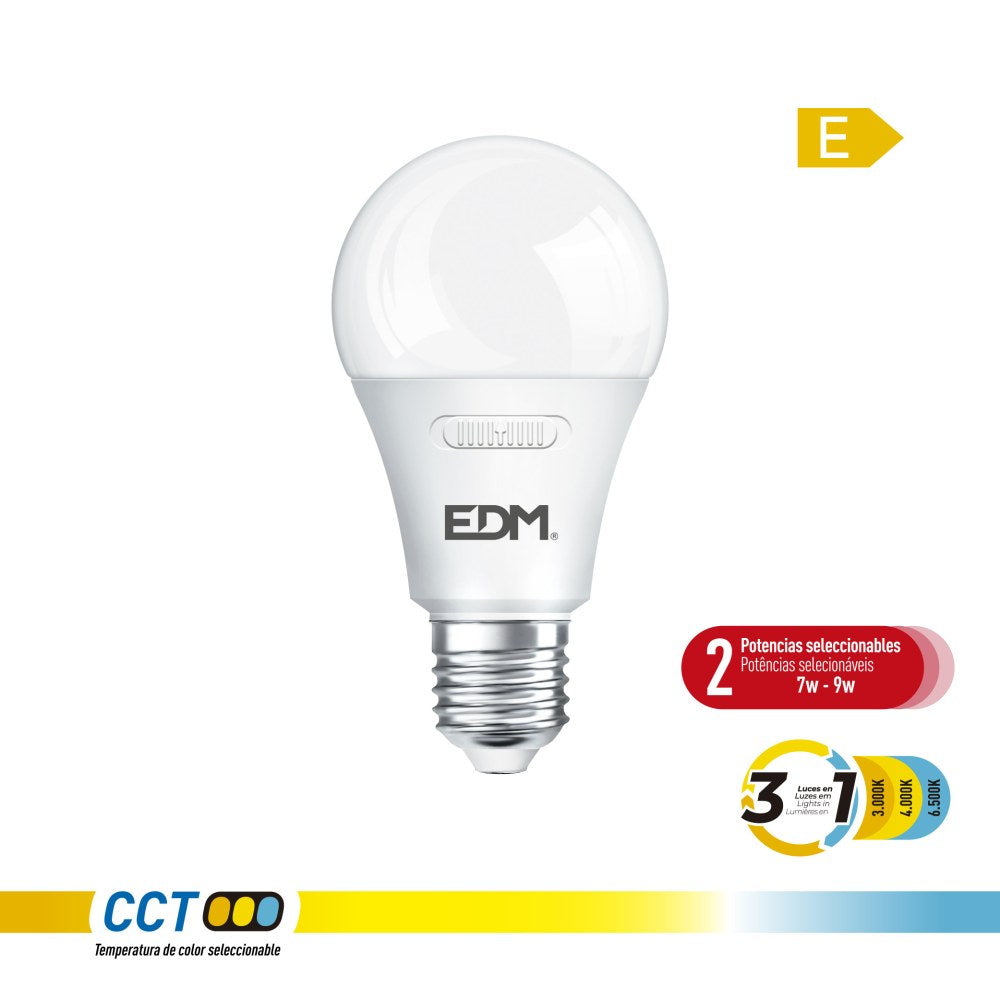 Lâmpada led a60 e27, potência regulável 7/9 w, 1000 lm, 3cct, ø60 x 114 mm_0