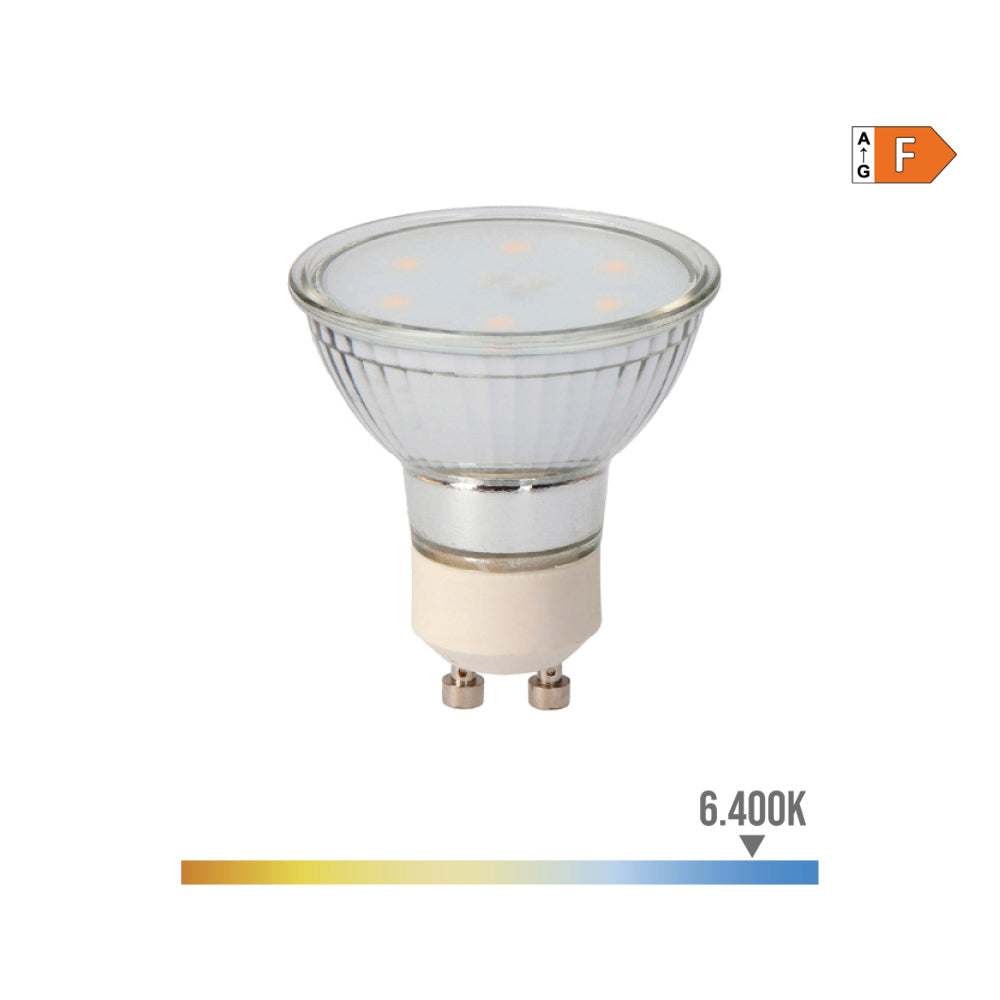 Lâmpada de vidro dicróica led gu10 5w 400lm 6400k luz fria ø5x5,5cm edm_0