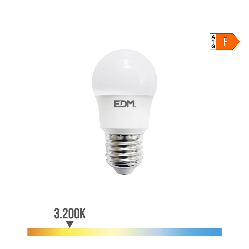 Lâmpada esférica led e27 8,5w 880lm 3000k luz quente ø4,5x8,6cm edm_0