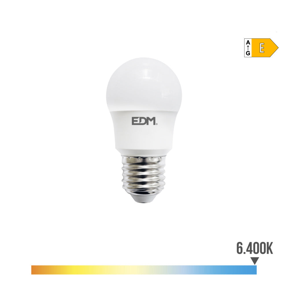 Lâmpada esférica led e27 8,5w 1000lm 6400k luz fria ø4,5x8,6cm edm_0