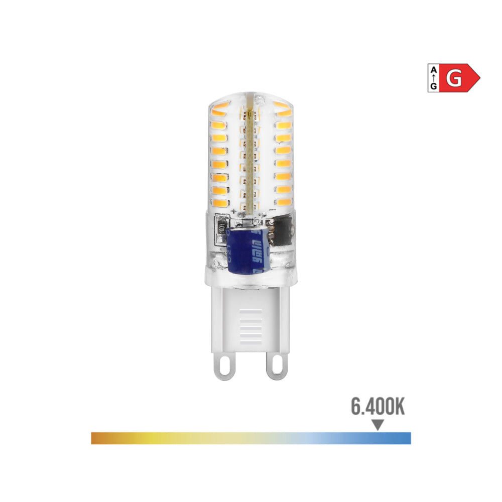 Lâmpada led de silicone g9 2,5w 170lm 6400k luz fria ø1,6x5cm edm_0
