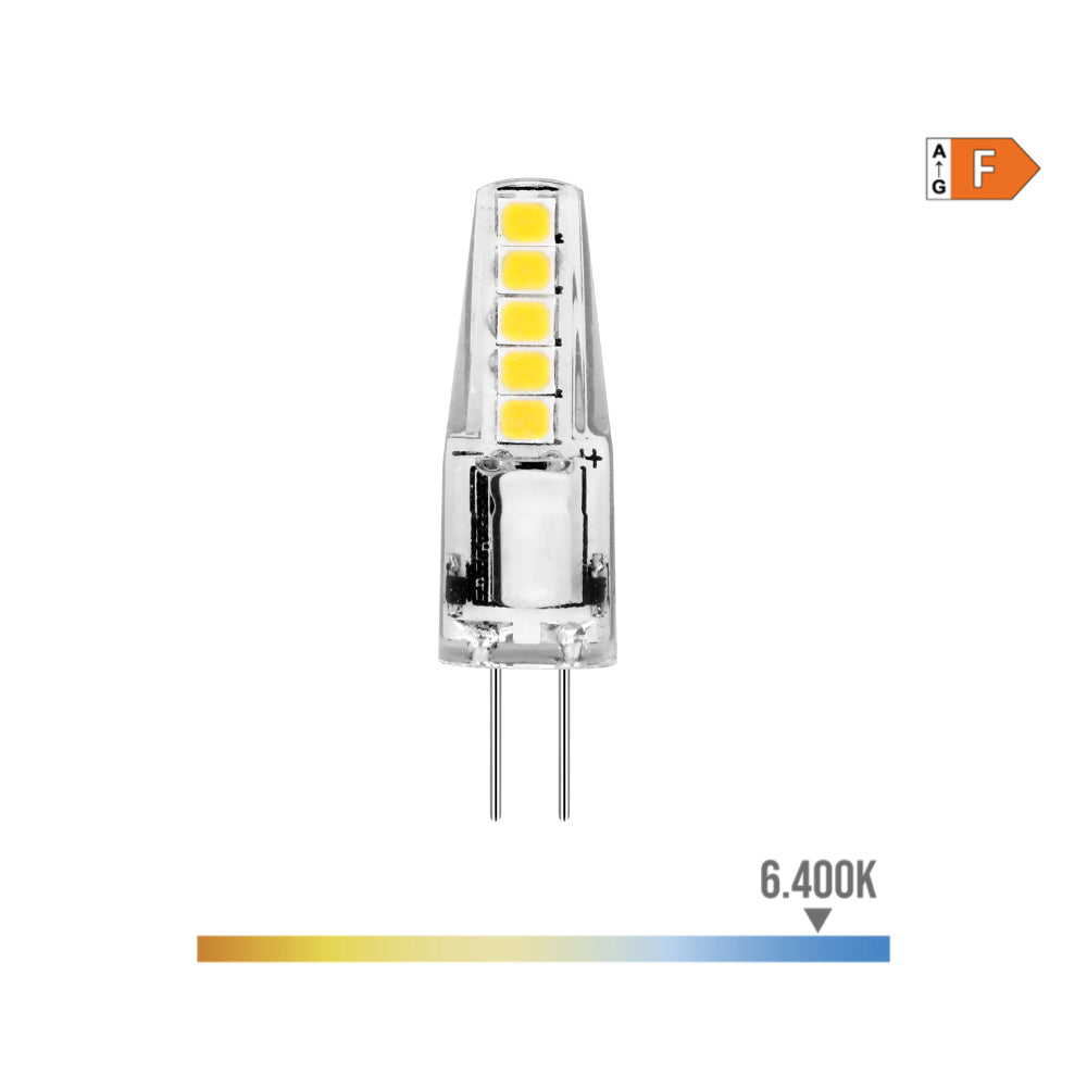 Lâmpada de silicone bi-pin led g4 12v 2w 180lm 6400k luz fria ø10x37mm edm_0