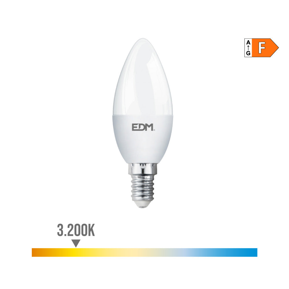 Lâmpada vela led e14 7w 600lm 3200k luz quente ø35x107mm edm_0