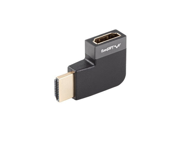 Adaptador HDMI Angular Direita Lanberg / HDMI Macho para Hdmi Fêmea / 8k / Alumínio Prata / Preto