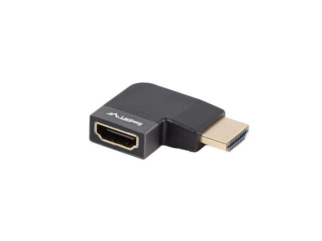 Adaptador HDMI Angular Direita Lanberg / HDMI Macho para Hdmi Fêmea / 8k / Alumínio Prata / Preto