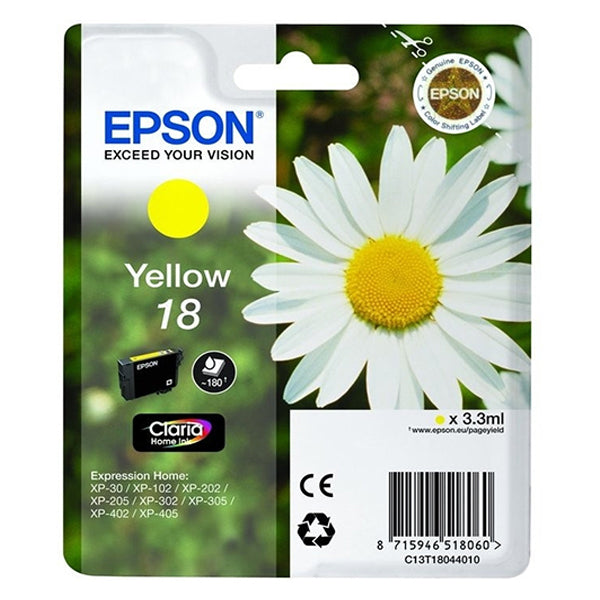 EPSON Tinteiro Amarelo 18 XP102/XP205/XP305/XP405 com Alarme #Promo até Final Stock_0