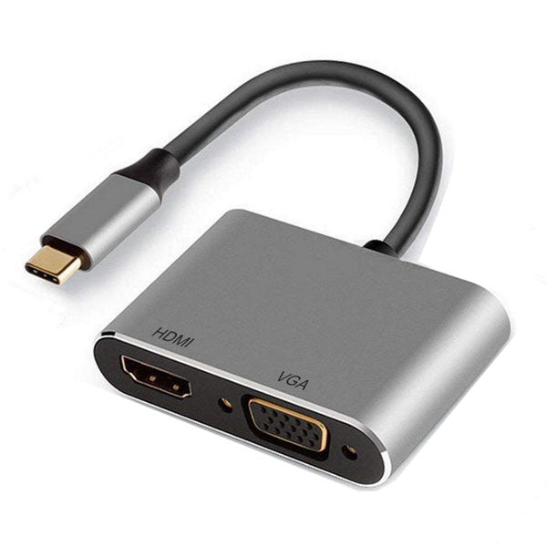 Adaptador Ewent / Dual USB-C para HDMI e VGA-F / Preto / EW9700_0