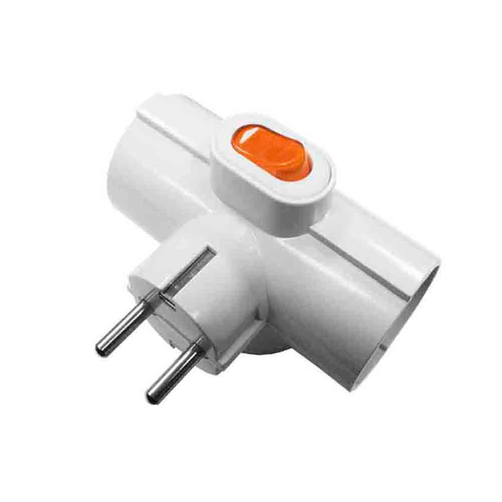 Adaptador triplo 2p+e, 16a 250v~ entrada lateral, com interruptor luminoso, branco (retrácido)_0