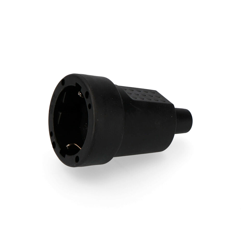 Ficha fêmea de borracha 10/16a 250v t/tl ip44 4,8mm preta (retractilada) edm_0