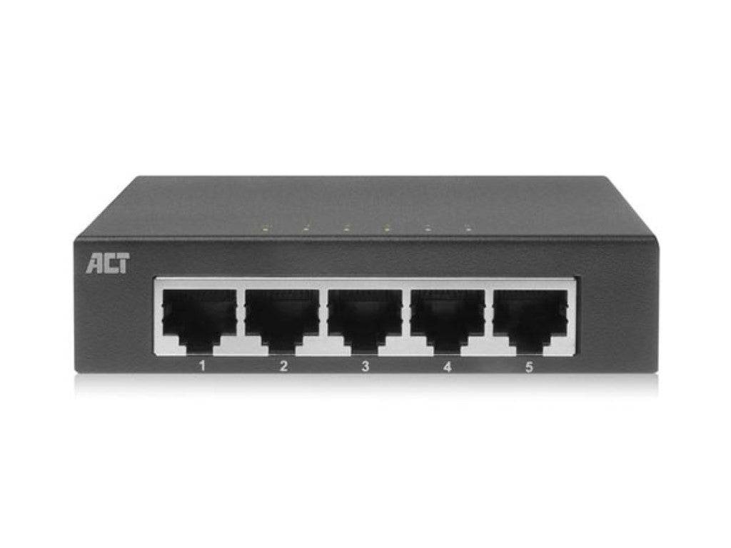 Switch de rede 10/100/1000 Mbps 5 portas - design metálico_0