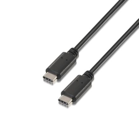 Cabo USB 2.0 Tipo-C AISENS A107-0056 / Tipo-C Macho - Tipo-C Macho / 1m / Preto