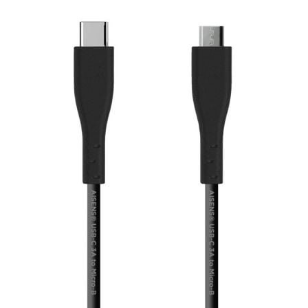 Cabo USB 2.0 AISENS A107-0350 / Tipo-C Macho - MicroUSB / Até 15W / 60Mbps / 2m / Preto
