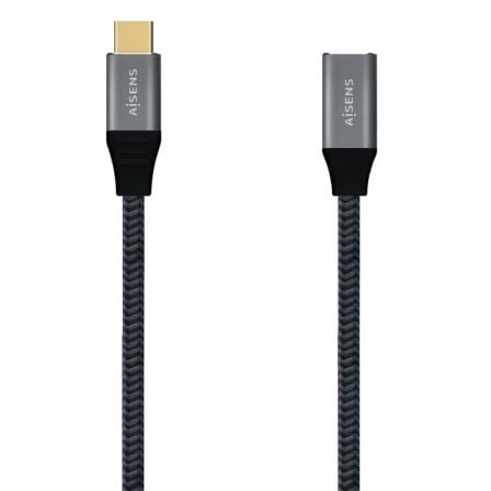 Cable Alargador USB 3.2 AISENS / Tipo-C Macho - Tipo-C Hembra / 20GBPS 100W 1m / Cinzento / A107-0635