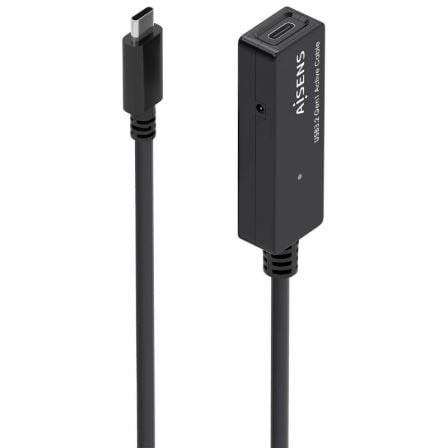 Cable Alargador USB 3.2 con Amplificador Aisens A107-0869/ USB Tipo-C Macho - USB Tipo-C Hembra/ Hasta 100W/ 20Gbps/ 5m/ Negro_0