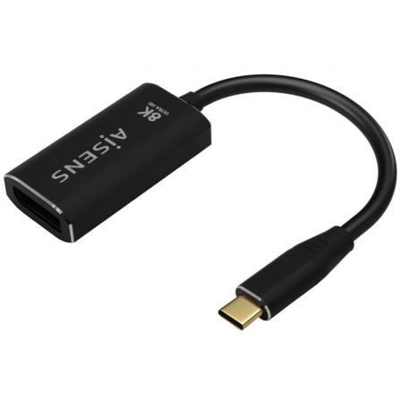 Conversor AISENS A109-0690 / USB Tipo-C Macho - DisplayPort Hembra / Até 27W / 1250Mbps / 15cm / Preto